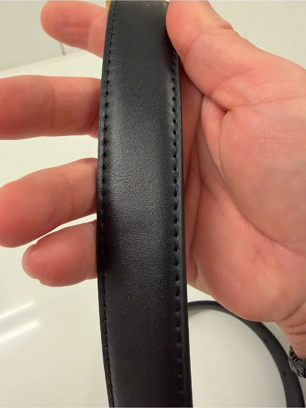 Saint Laurent Paris YSL Black Leather Belt with Gold Buckle